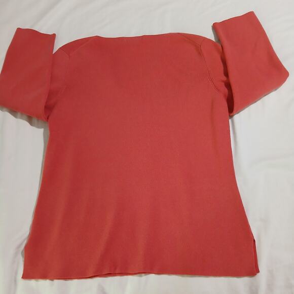 NEW YORK & COMPANY L Coral lightweight knit 3/4-sleeve tunic sweater slit hem - Picture 5 of 12